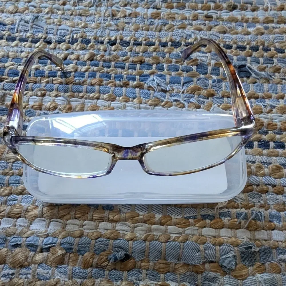 Herofin Rectangular Tortoiseshell Purple Amber Reading Glasses +2.75 Lightweight
